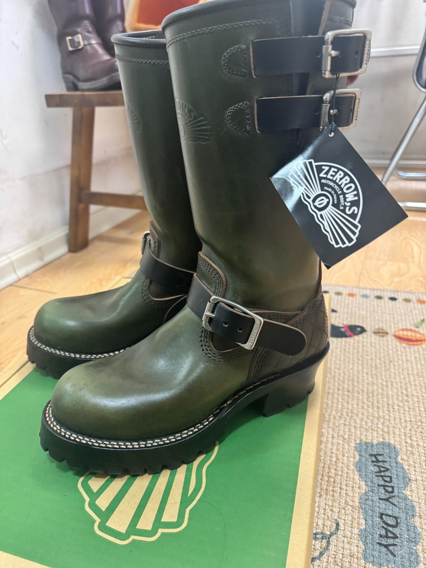 Zerrows Olive Green Engineer Boots