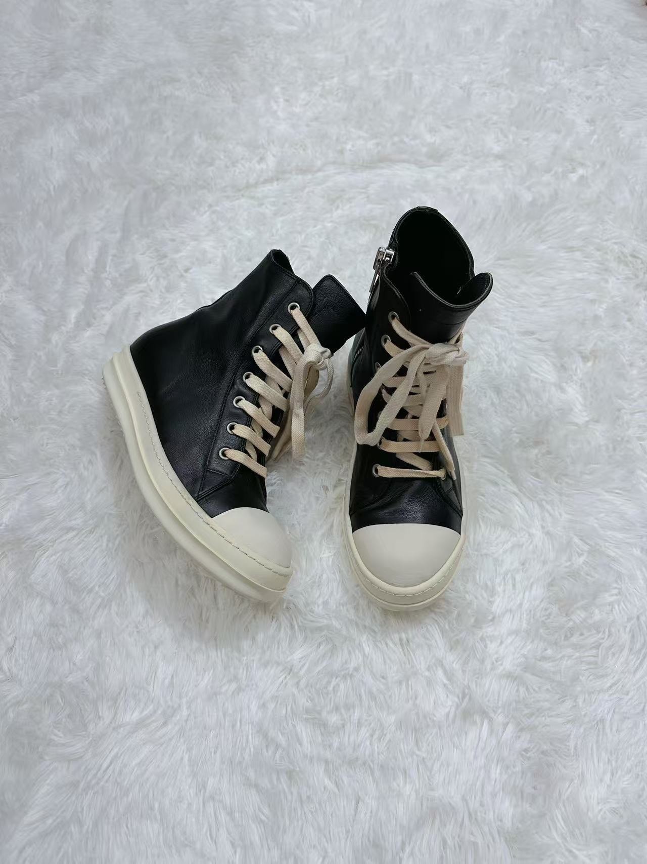 Rick Owens High-Top Leather Thick-Sole — back