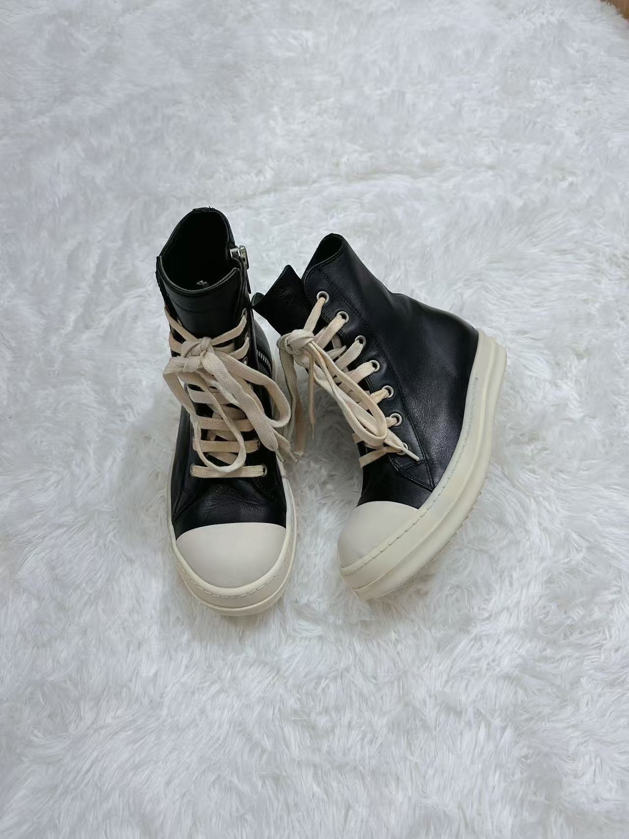 Rick Owens High-Top Leather Thick-Sole
