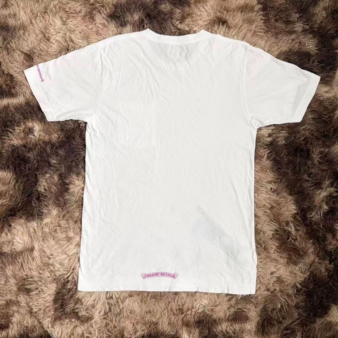 Chrome Hearts Pink White Short Sleeve T-Shirt — front
