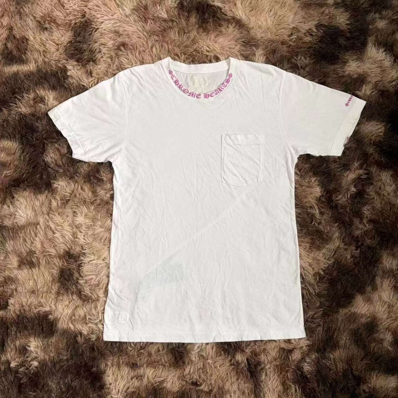 Chrome Hearts Pink White Short Sleeve T-Shirt