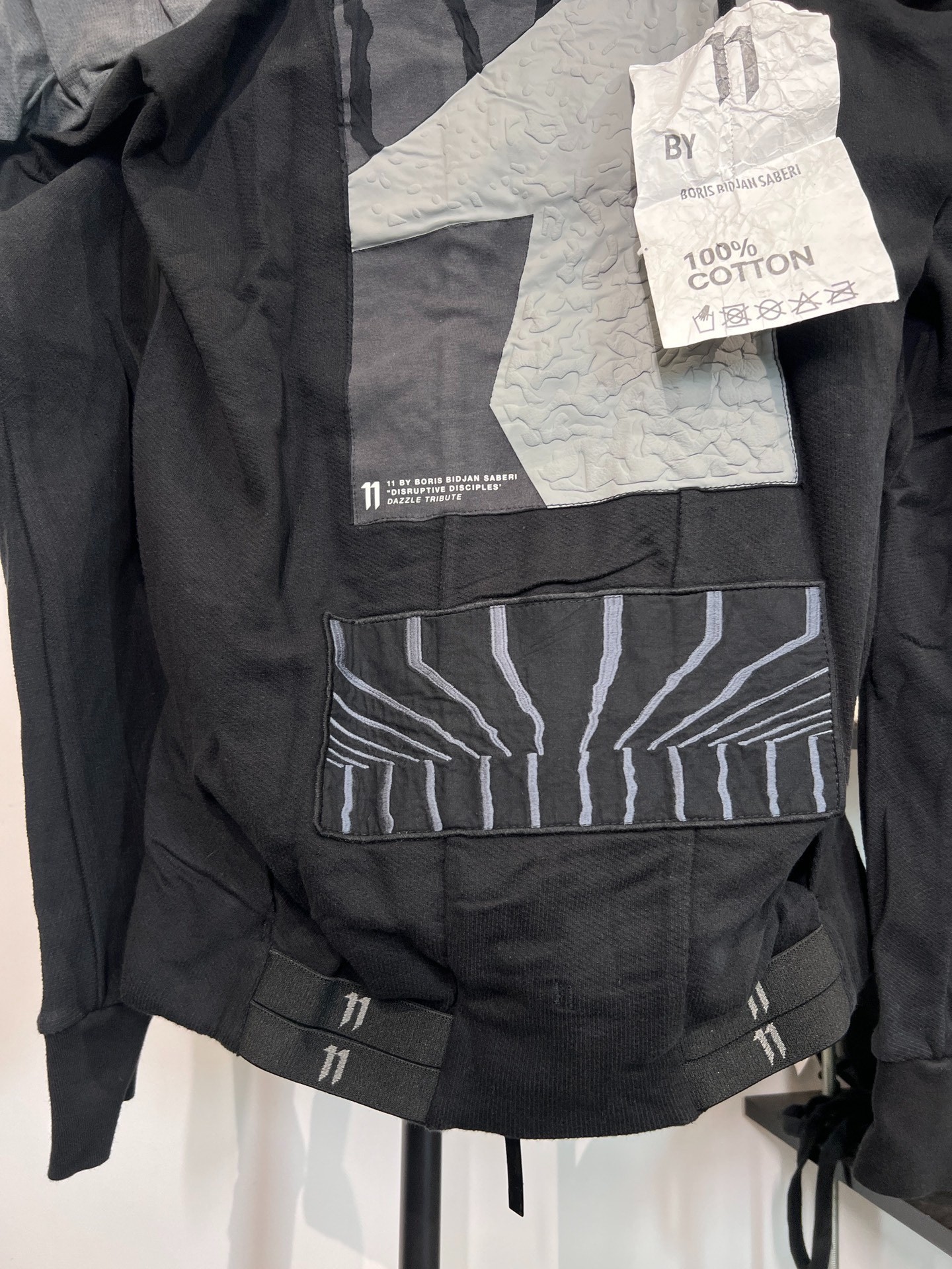 Boris Bidjan Saberi Hooded Zip Sweatshirt — label