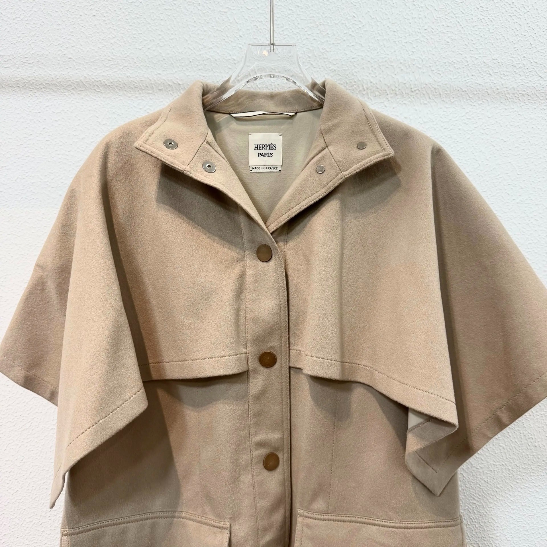 Hermes Beige Cape-style Trench Coat — front