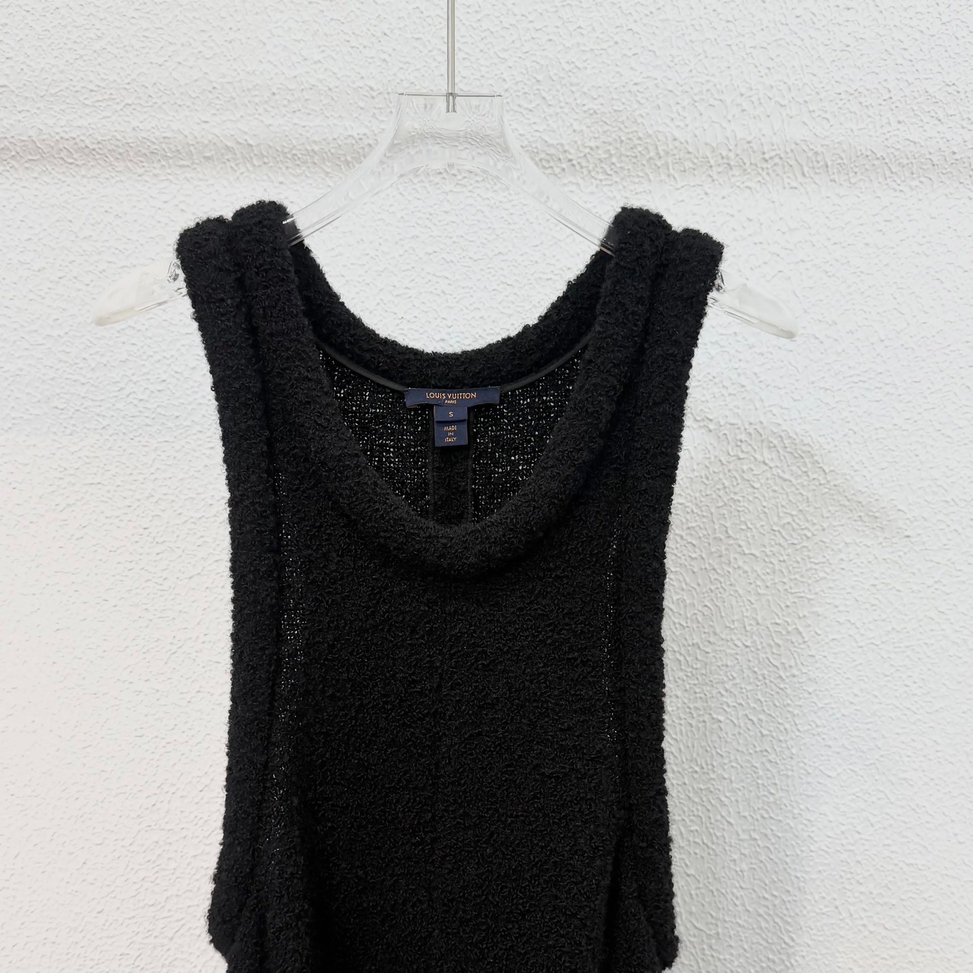 Louis Vuitton Black Sequined Sleeveless Dress — front