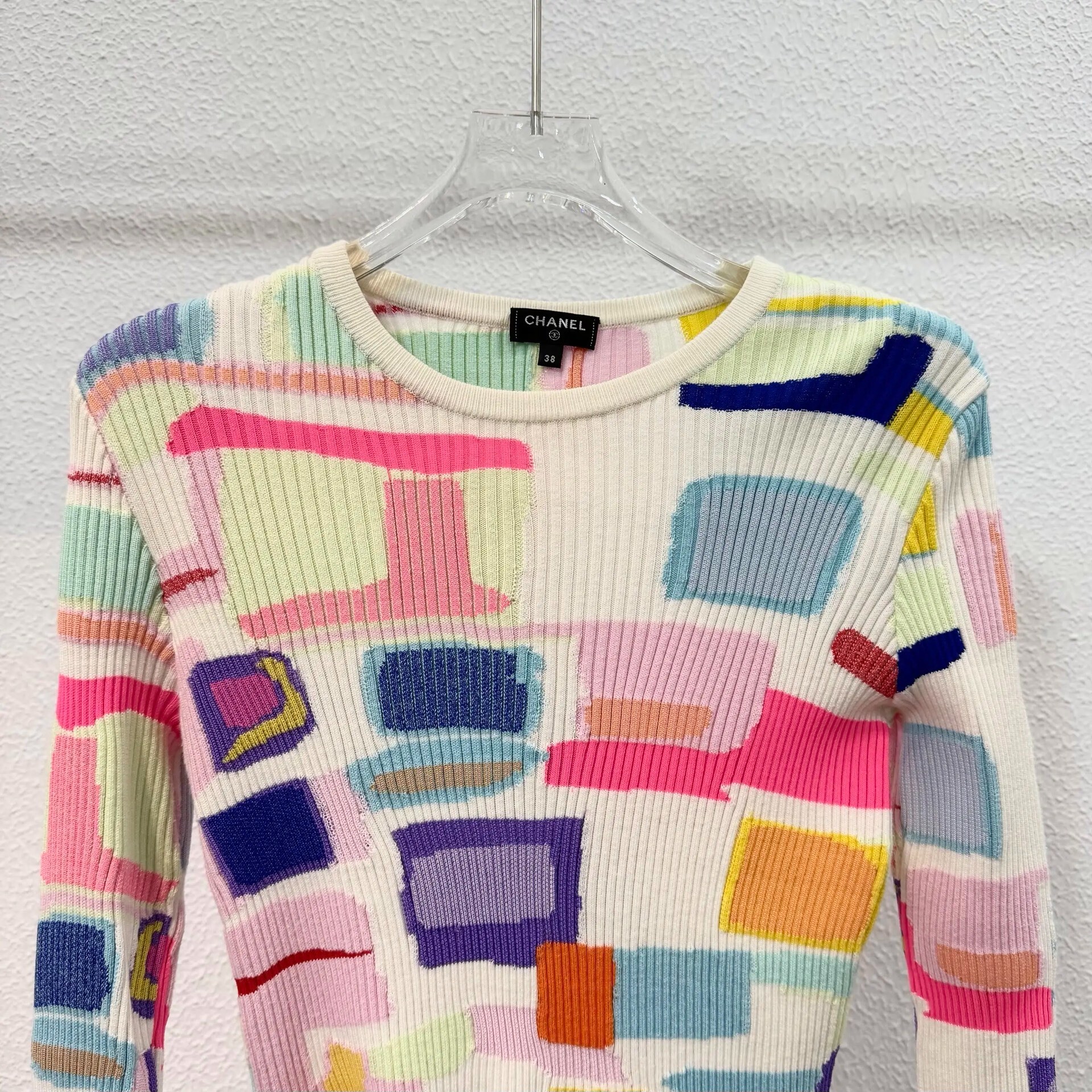 Chanel Fitted Geometric Knit Top — front
