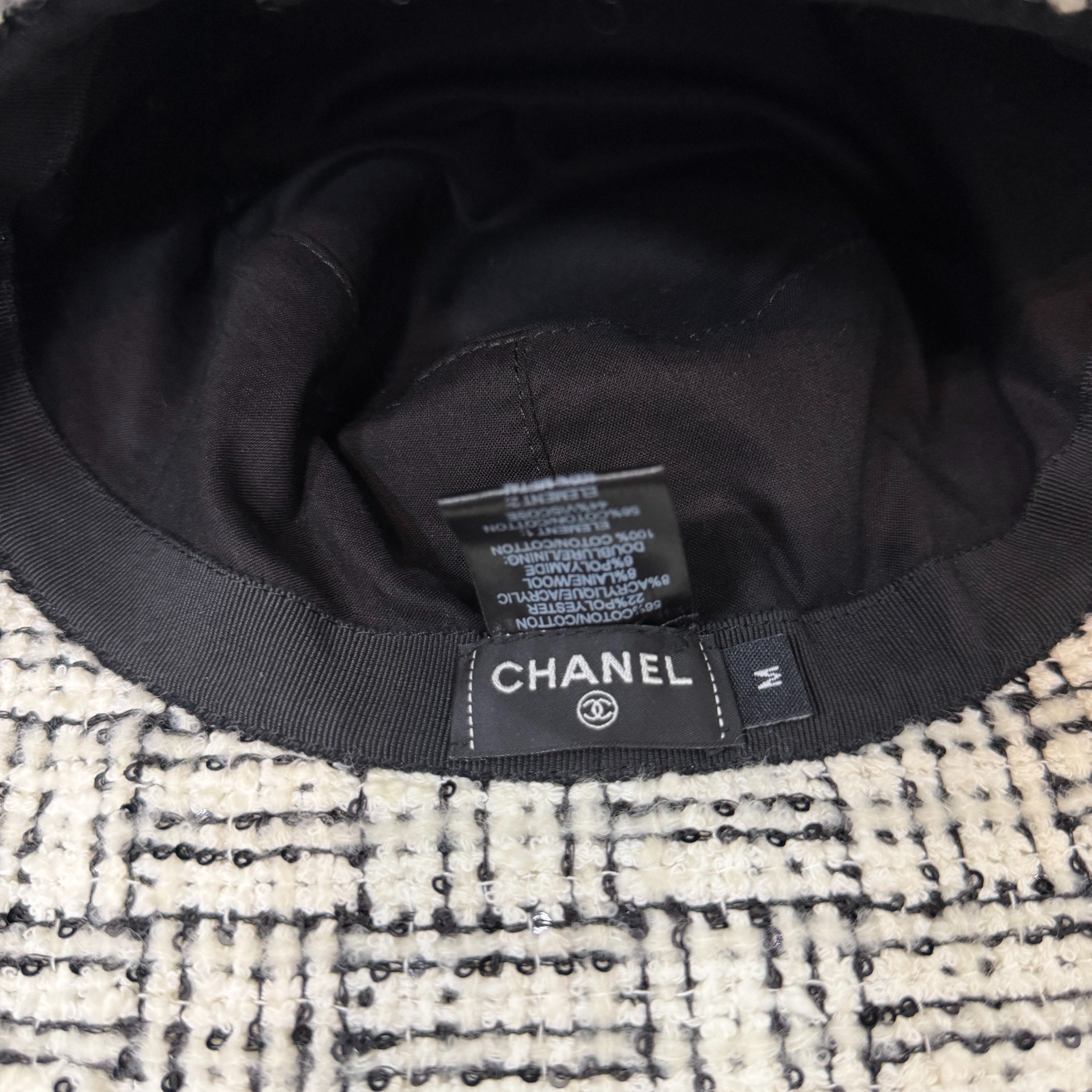Chanel Black White Sequin Bucket Hat — back