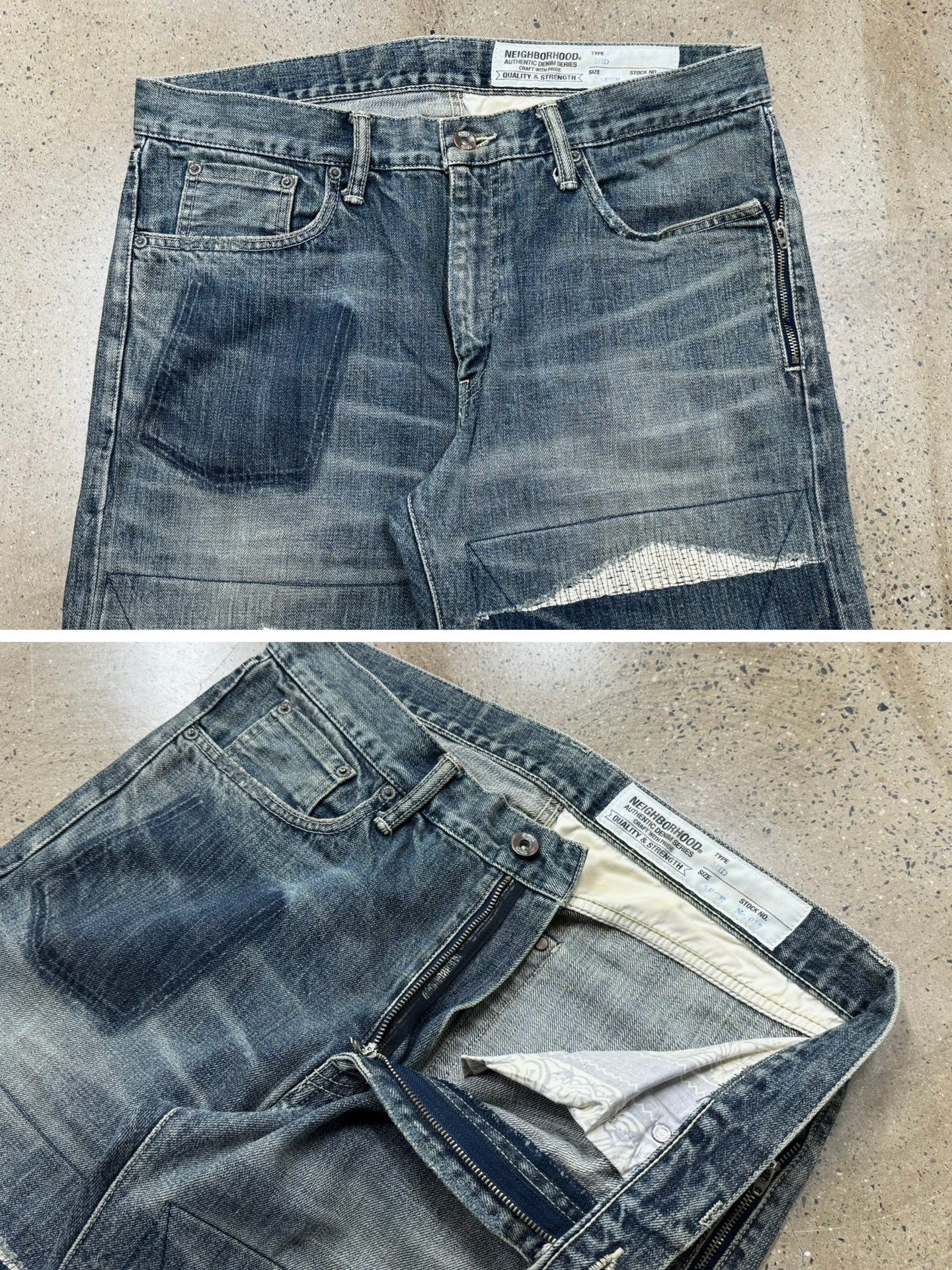 Neighborhood Mid Distressed Denim Jeans — detail