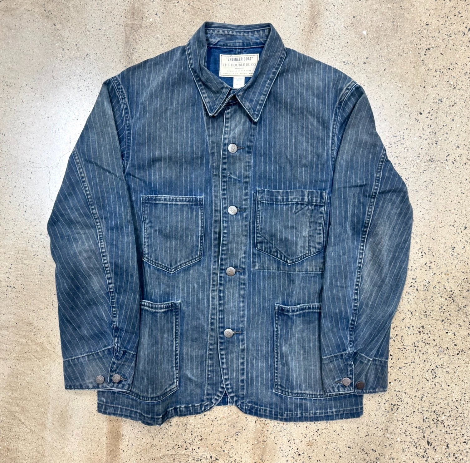 RRL Indigo Pinstriped Chore Jacket
