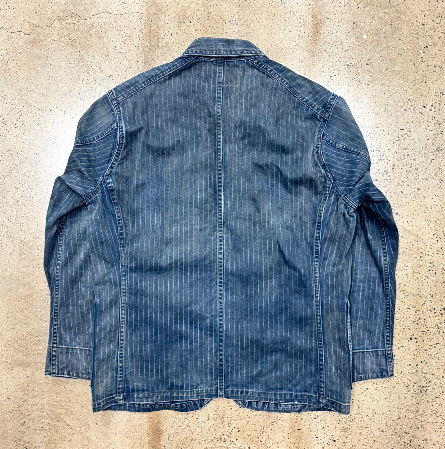 RRL Indigo Pinstriped Chore Jacket — front