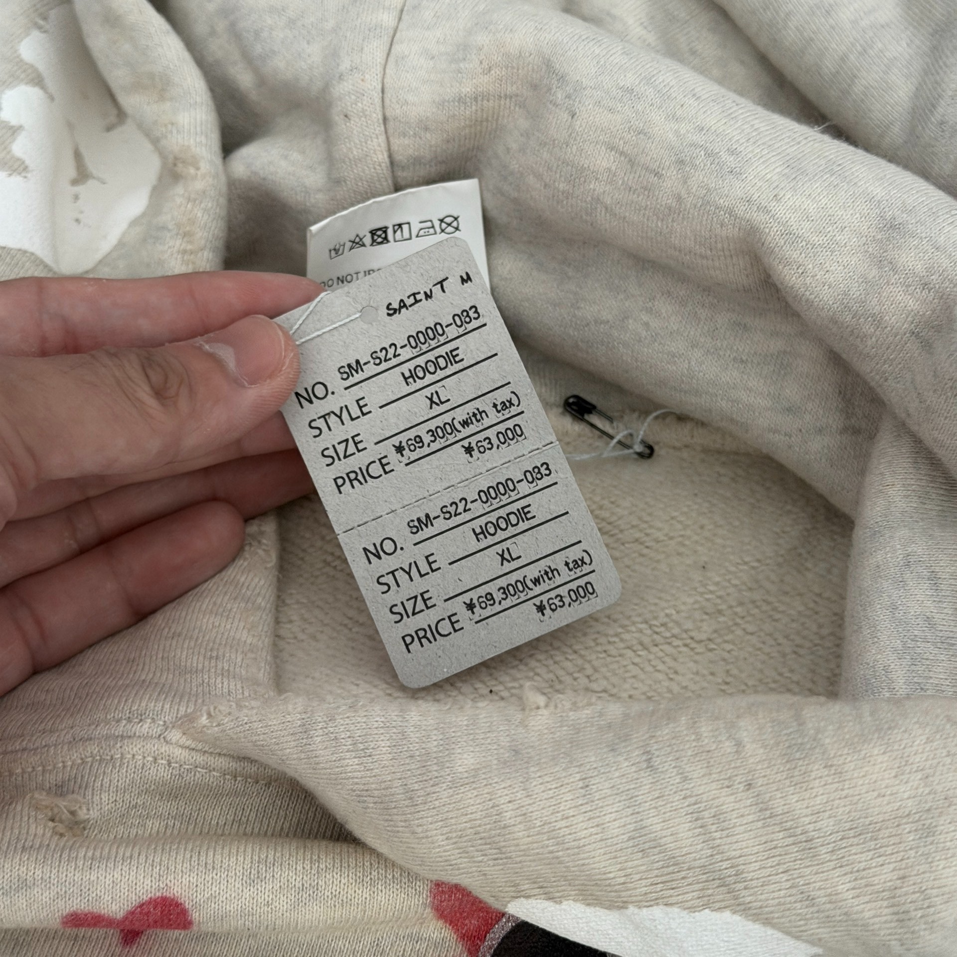 Saint Michael Denim Tears Graffiti Hoodie — detail