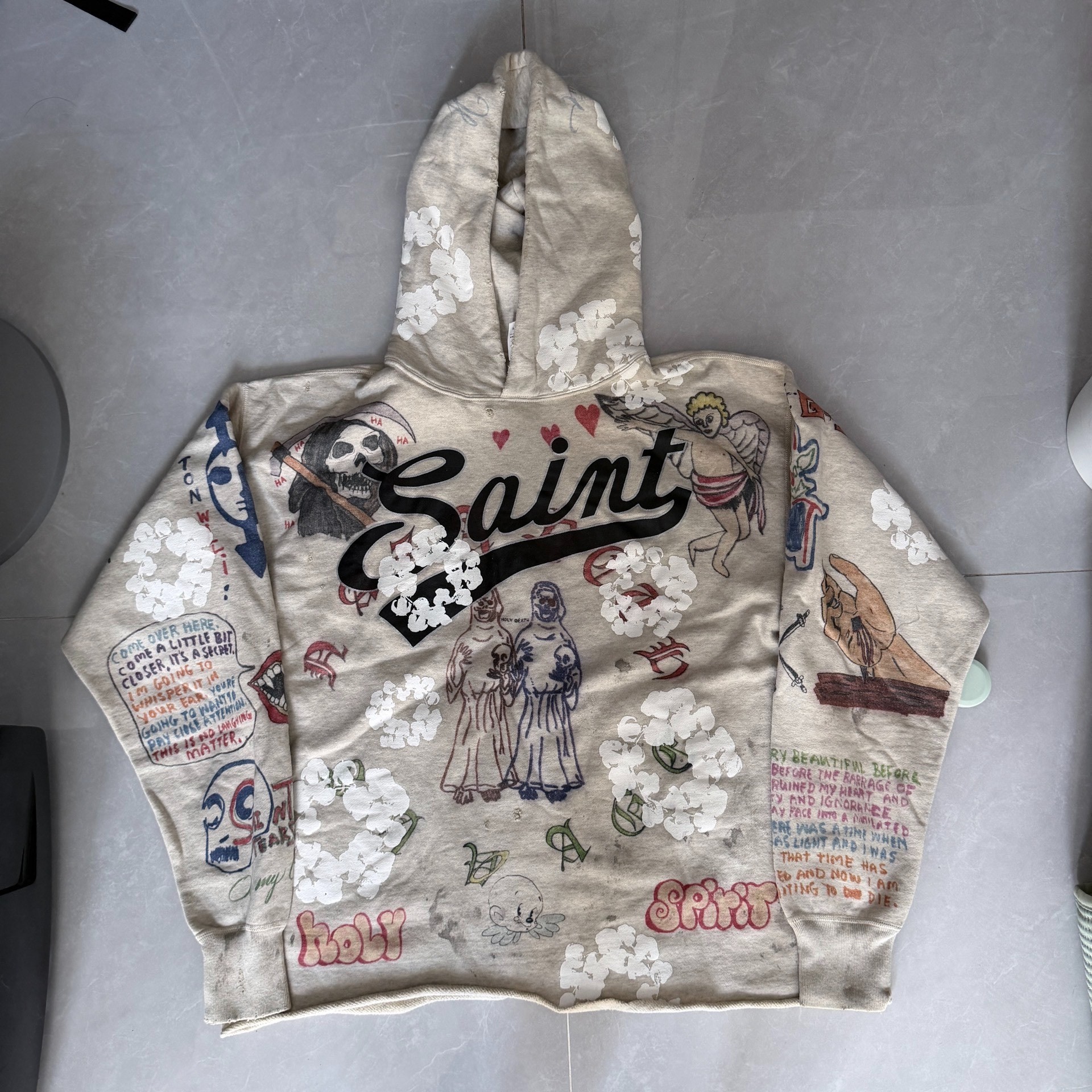 Saint Michael Denim Tears Graffiti Hoodie
