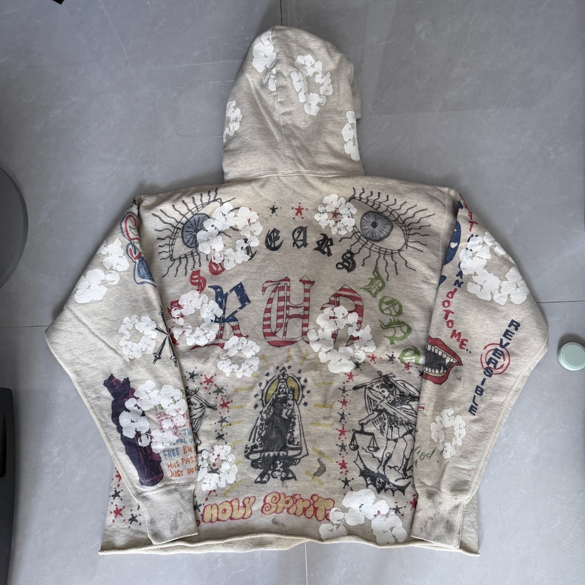 Saint Michael Denim Tears Graffiti Hoodie — front