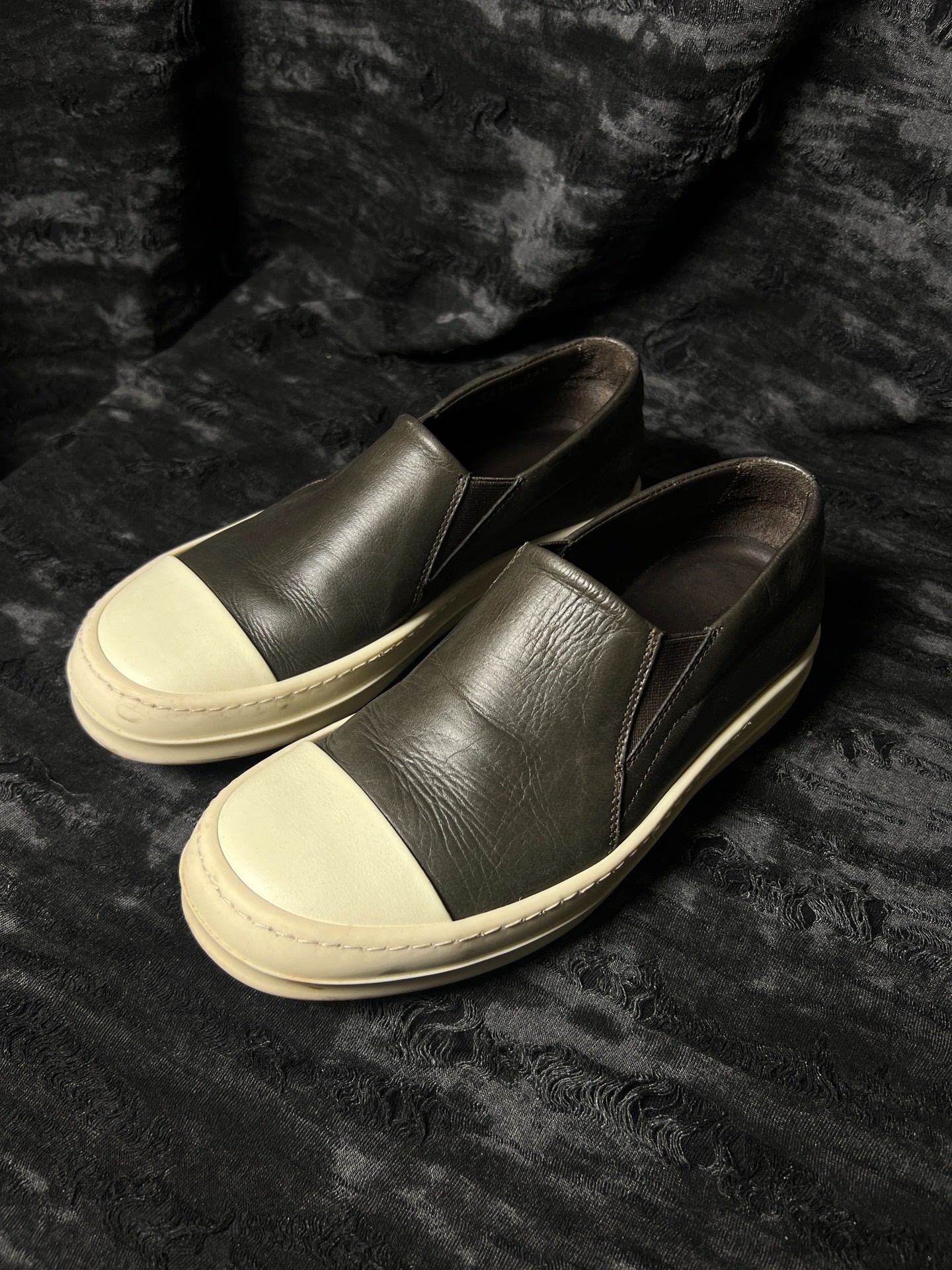 Rick Owens Brown Leather Slip-On Shoes