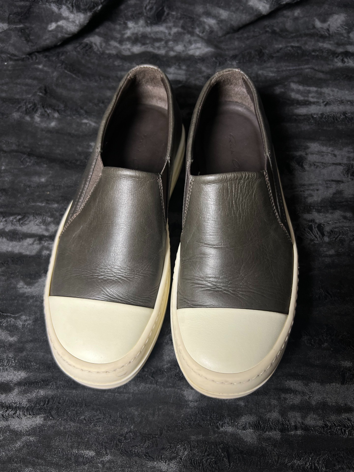 Rick Owens Brown Leather Slip-On Shoes — back