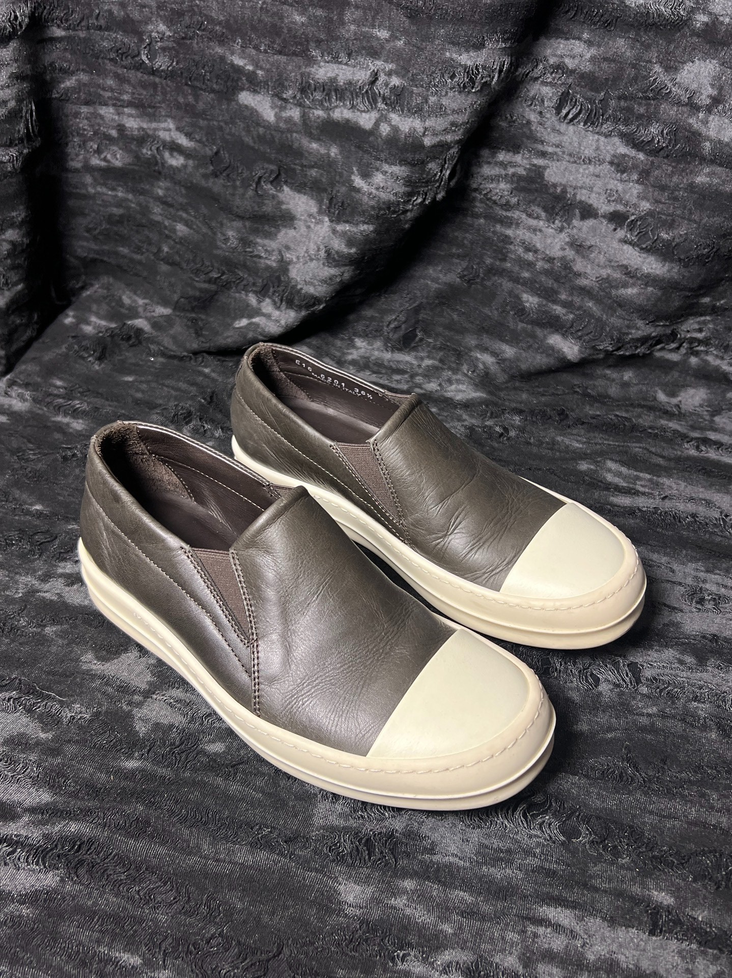 Rick Owens Brown Leather Slip-On Shoes — front