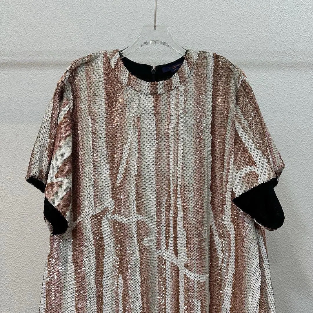 Louis Vuitton Sequined Short Straight Dress — front