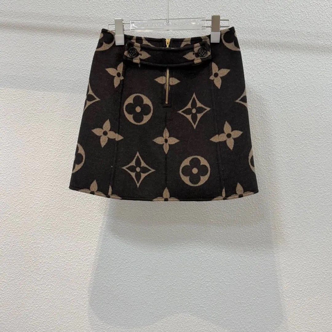 LV Monogram A-line Wool Mini Skirt — back