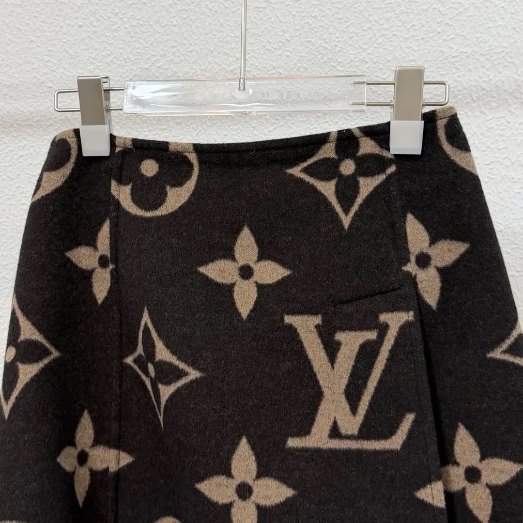 LV Monogram A-line Wool Mini Skirt — front