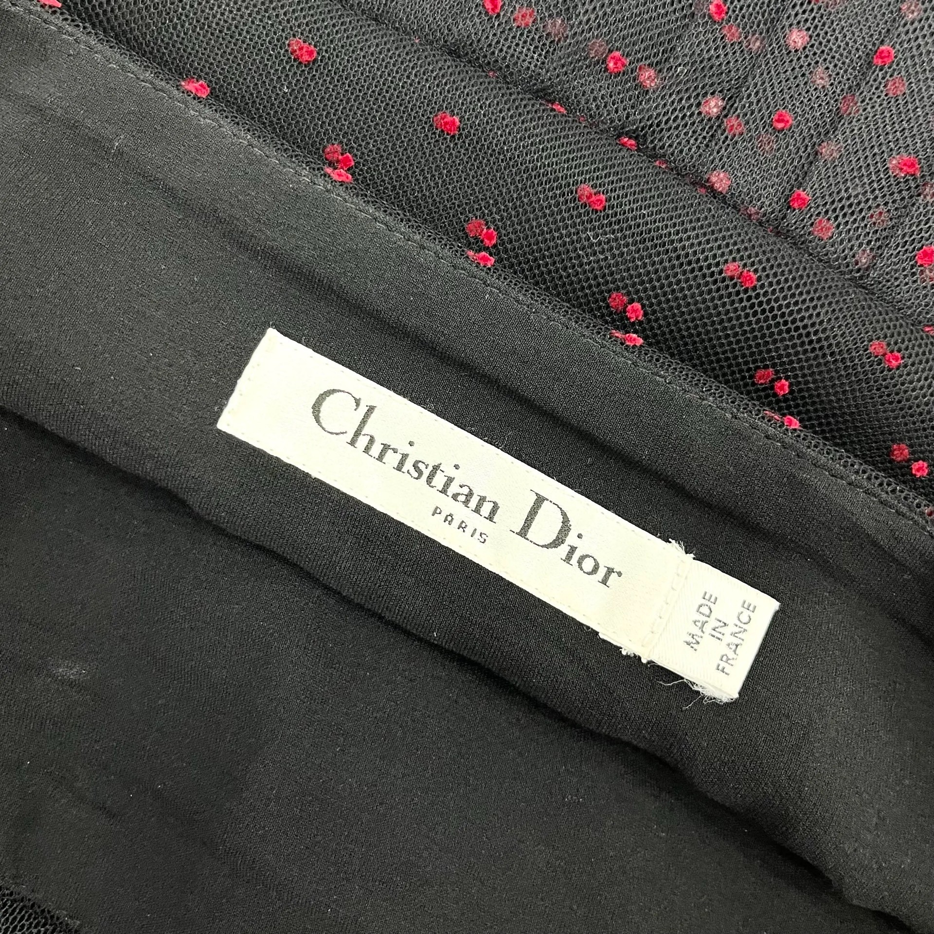 Dior Red Polka Dot Tulle Midi Skirt — back