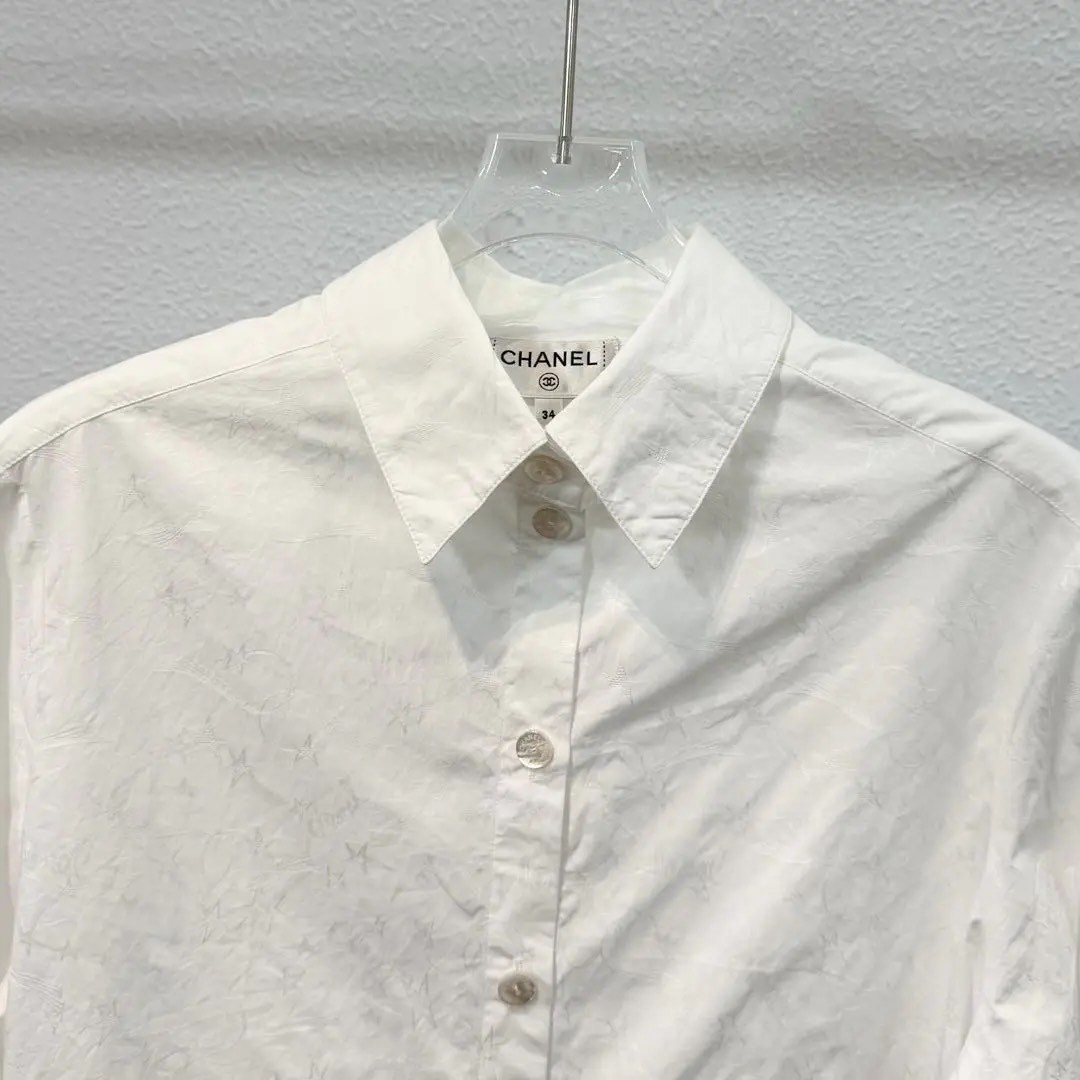 Chanel Printed White Long-Sleeve Shirt — label