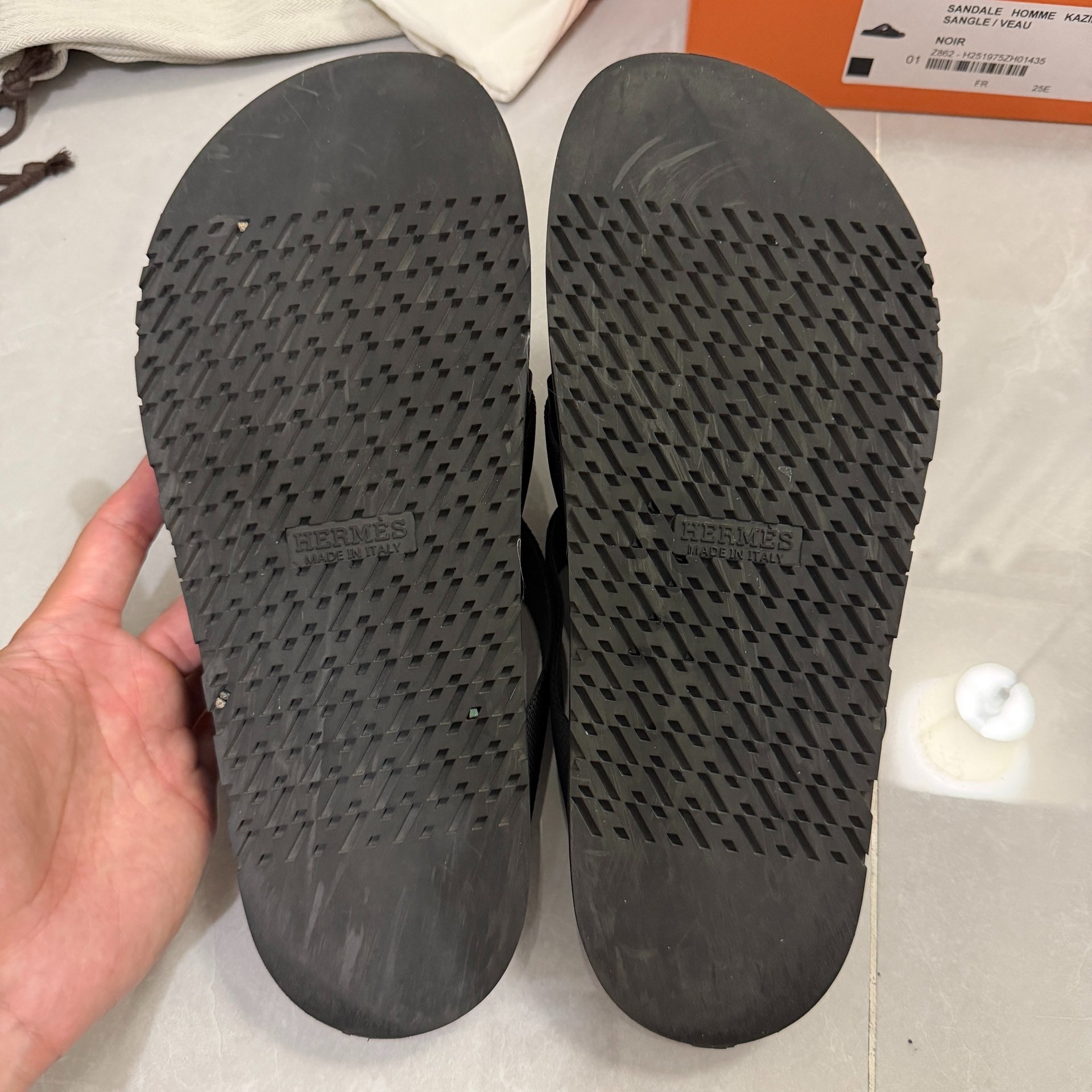 Hermes Kazimir Slide Sandals — label