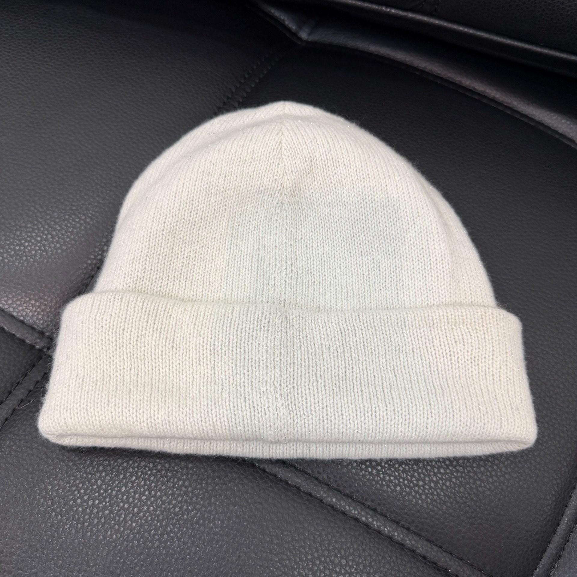 Chanel White Sequin Knit Beanie — label
