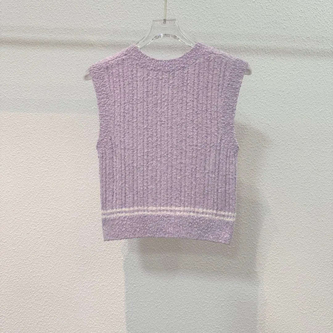 Chanel Light Purple Knit Sleeveless Vest — front