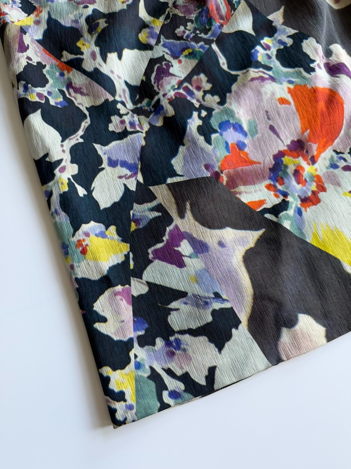 Dries Van Noten Oil Painting Floral Silk Skirt — label
