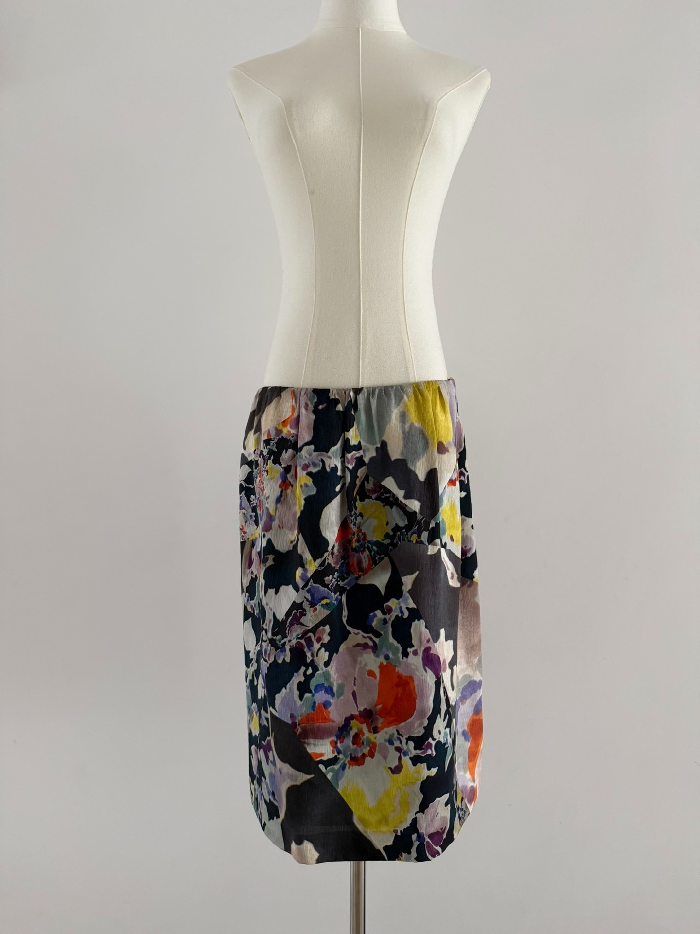 Dries Van Noten Oil Painting Floral Silk Skirt