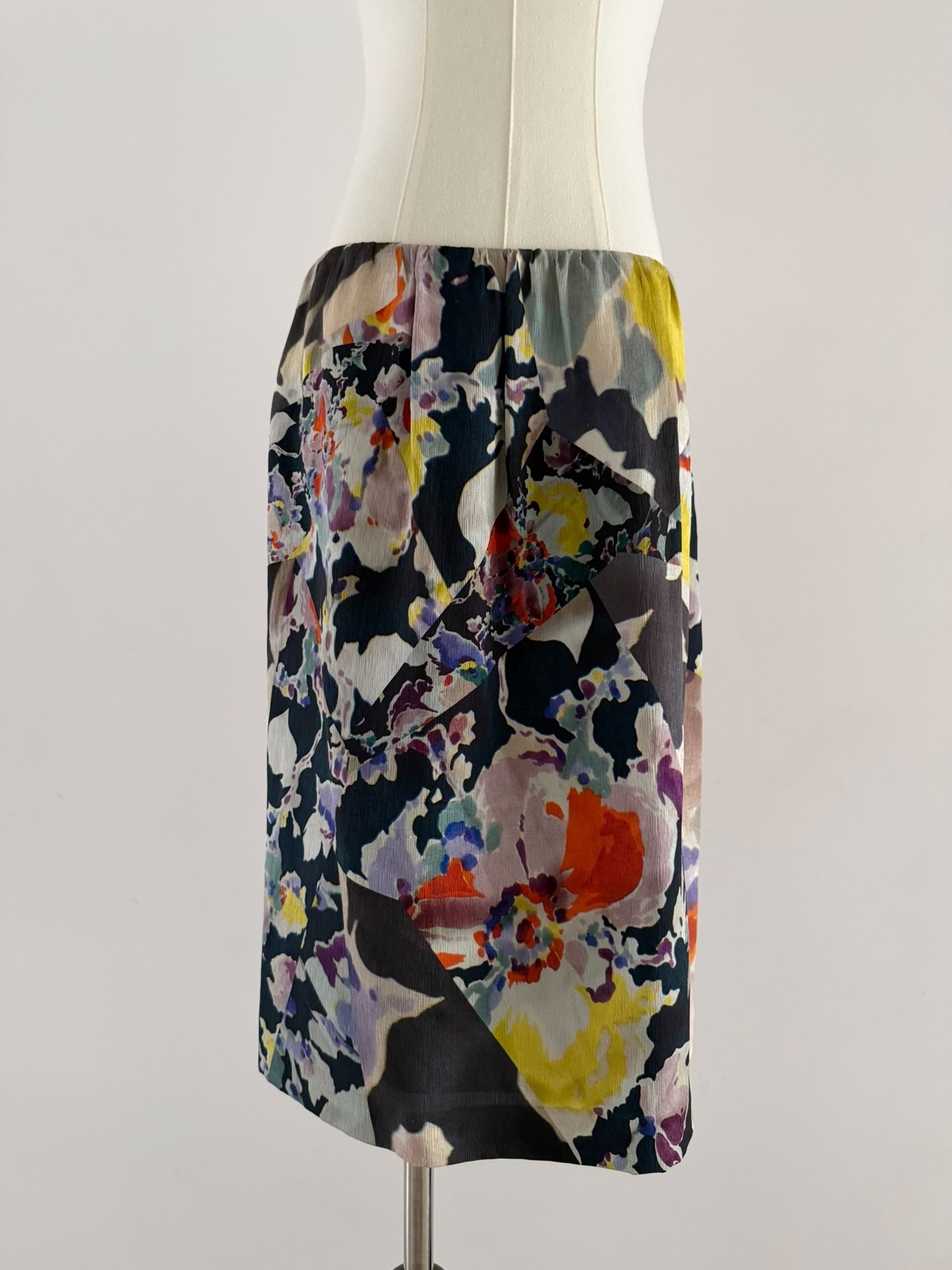 Dries Van Noten Oil Painting Floral Silk Skirt — front