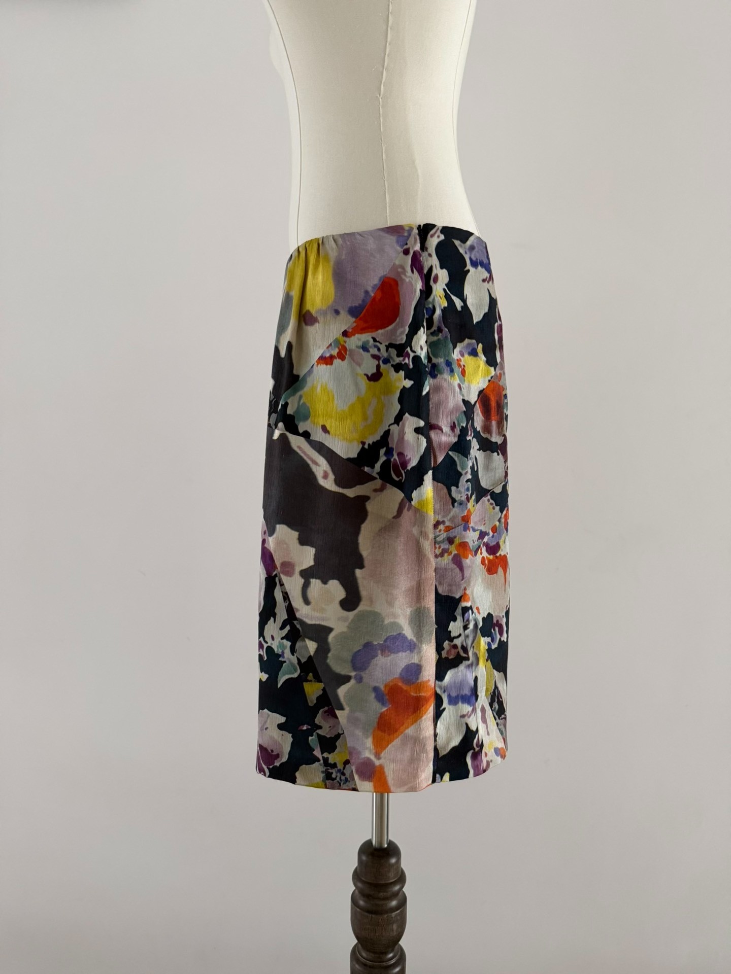 Dries Van Noten Oil Painting Floral Silk Skirt — detail