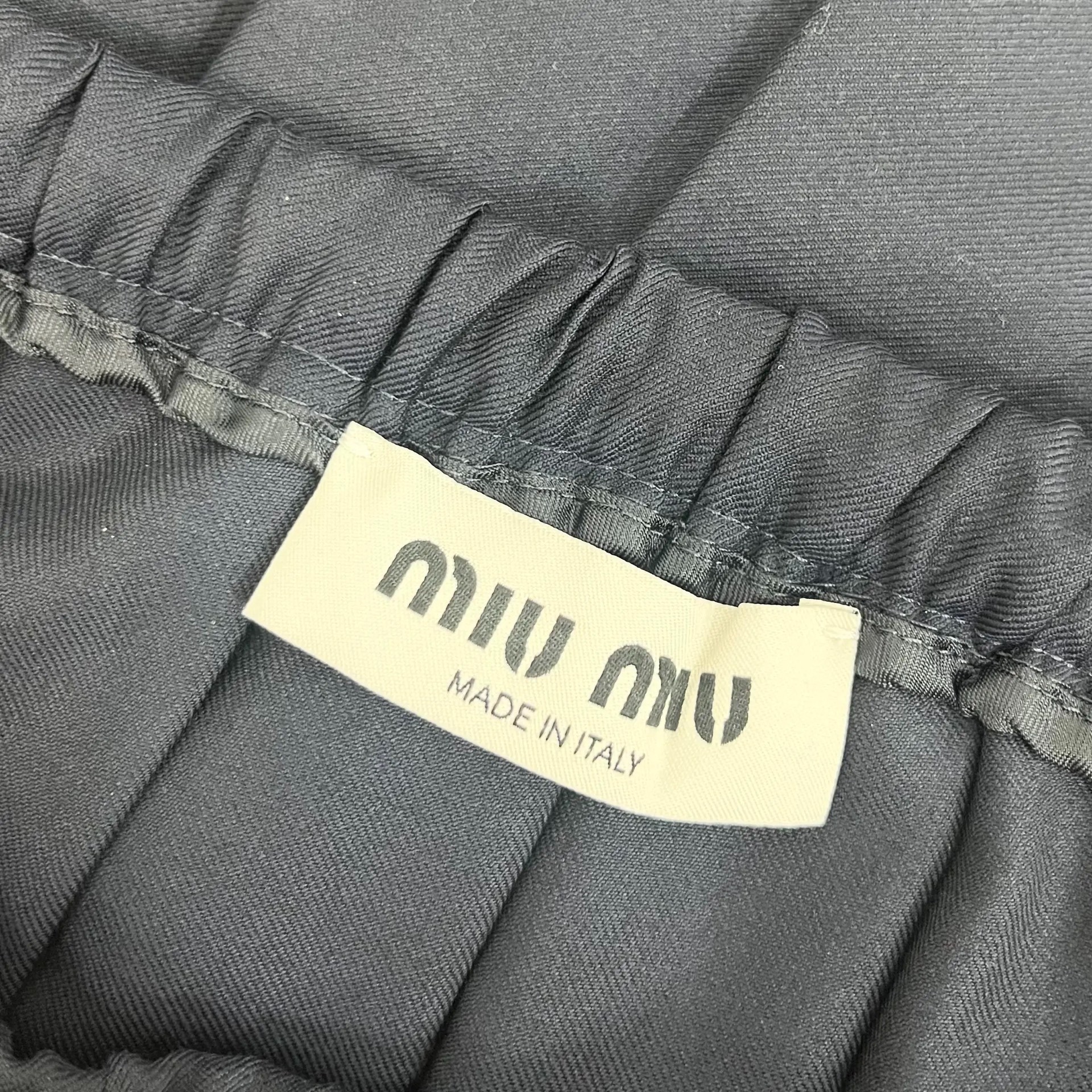 MiuMiu Black Pleated Mini Skirt With Drawstring — back