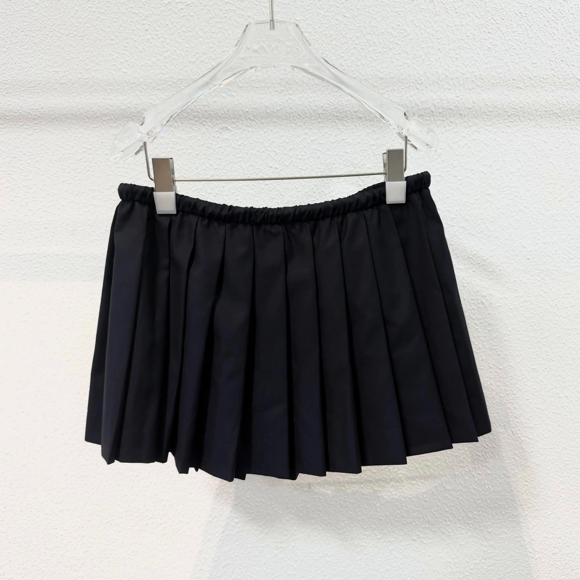 MiuMiu Black Pleated Mini Skirt With Drawstring — detail