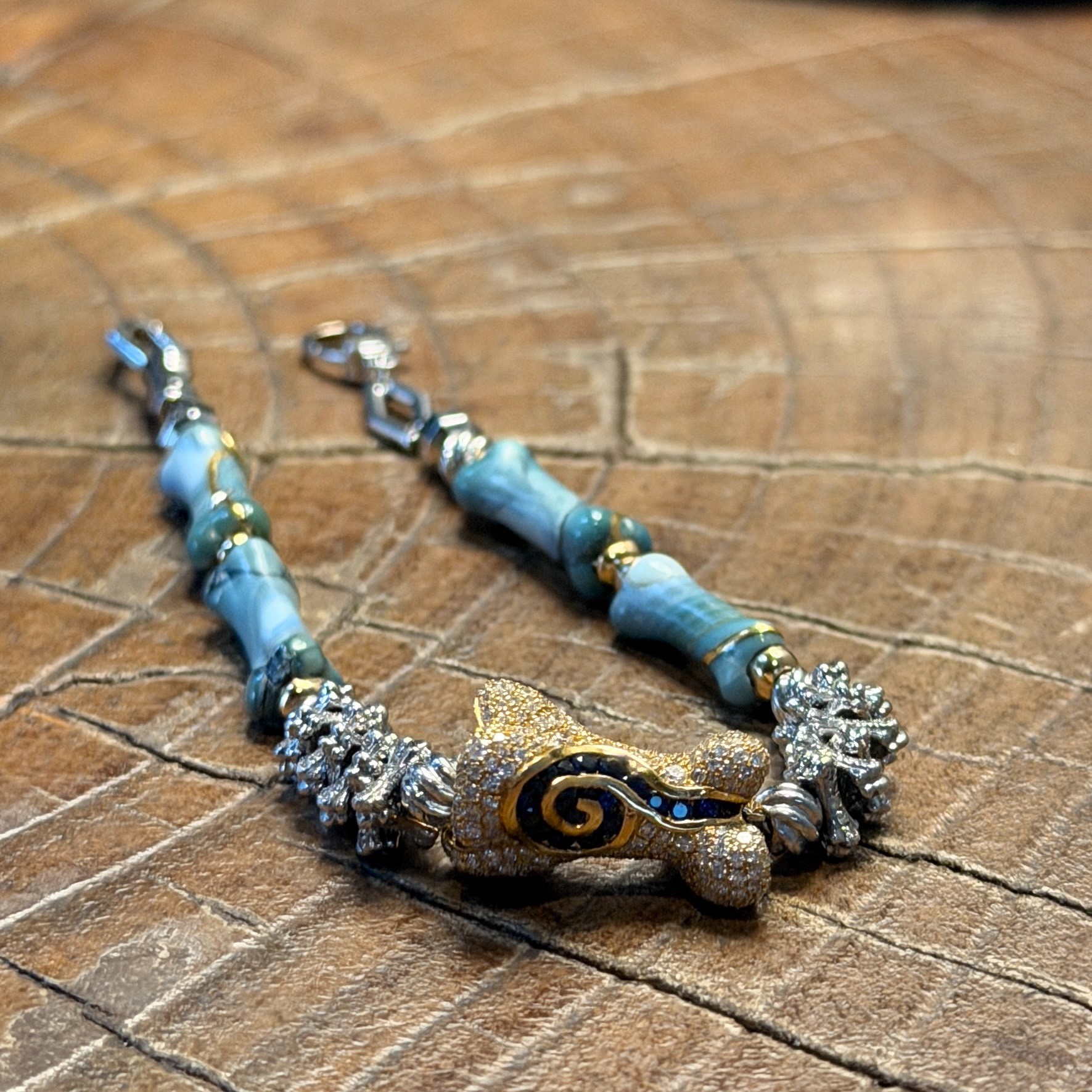 MadeInMacro Diamond Gold Bone Bracelet