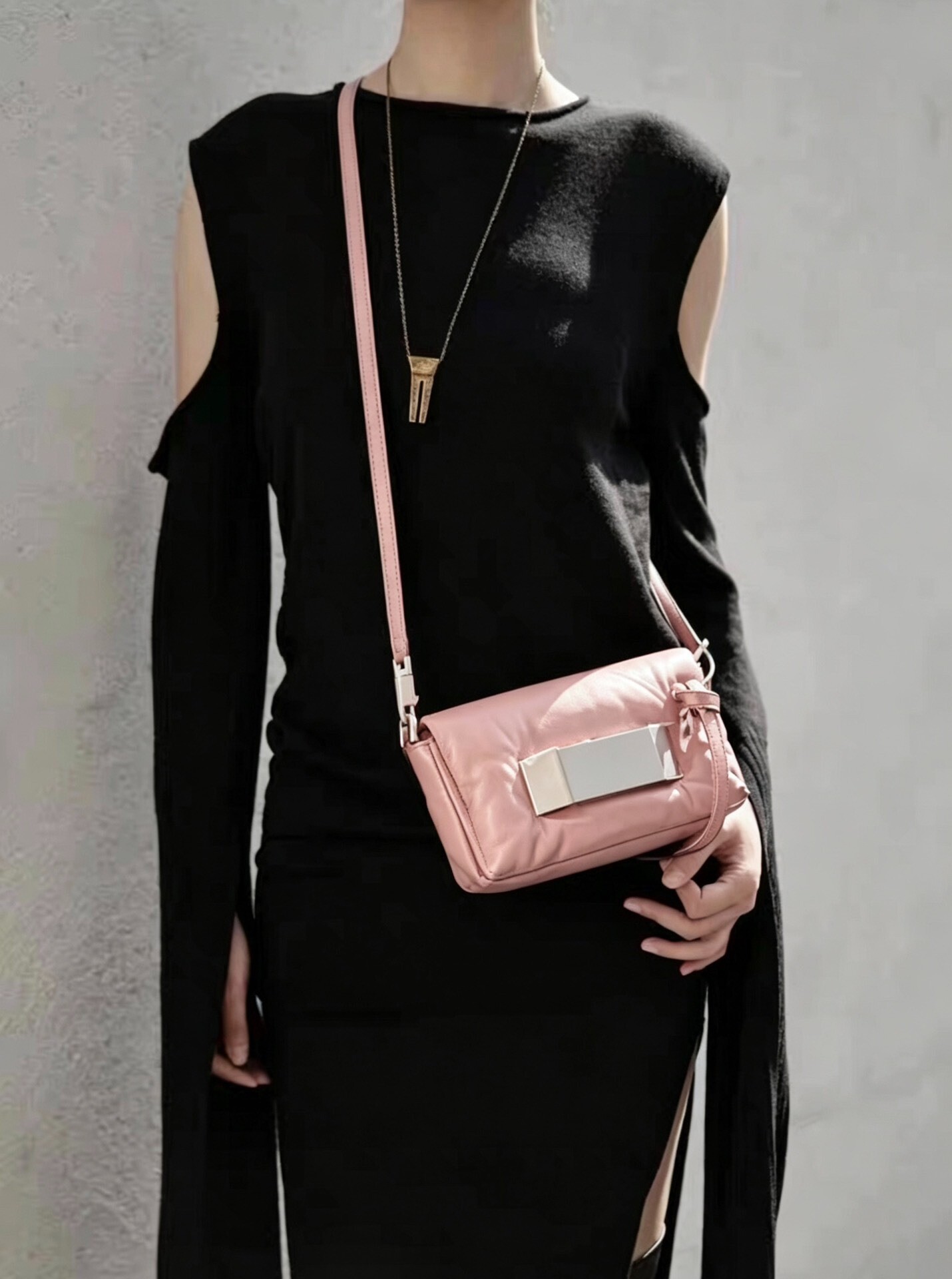 Rick Owens Pink Sheepskin Pillow Crossbody Bag