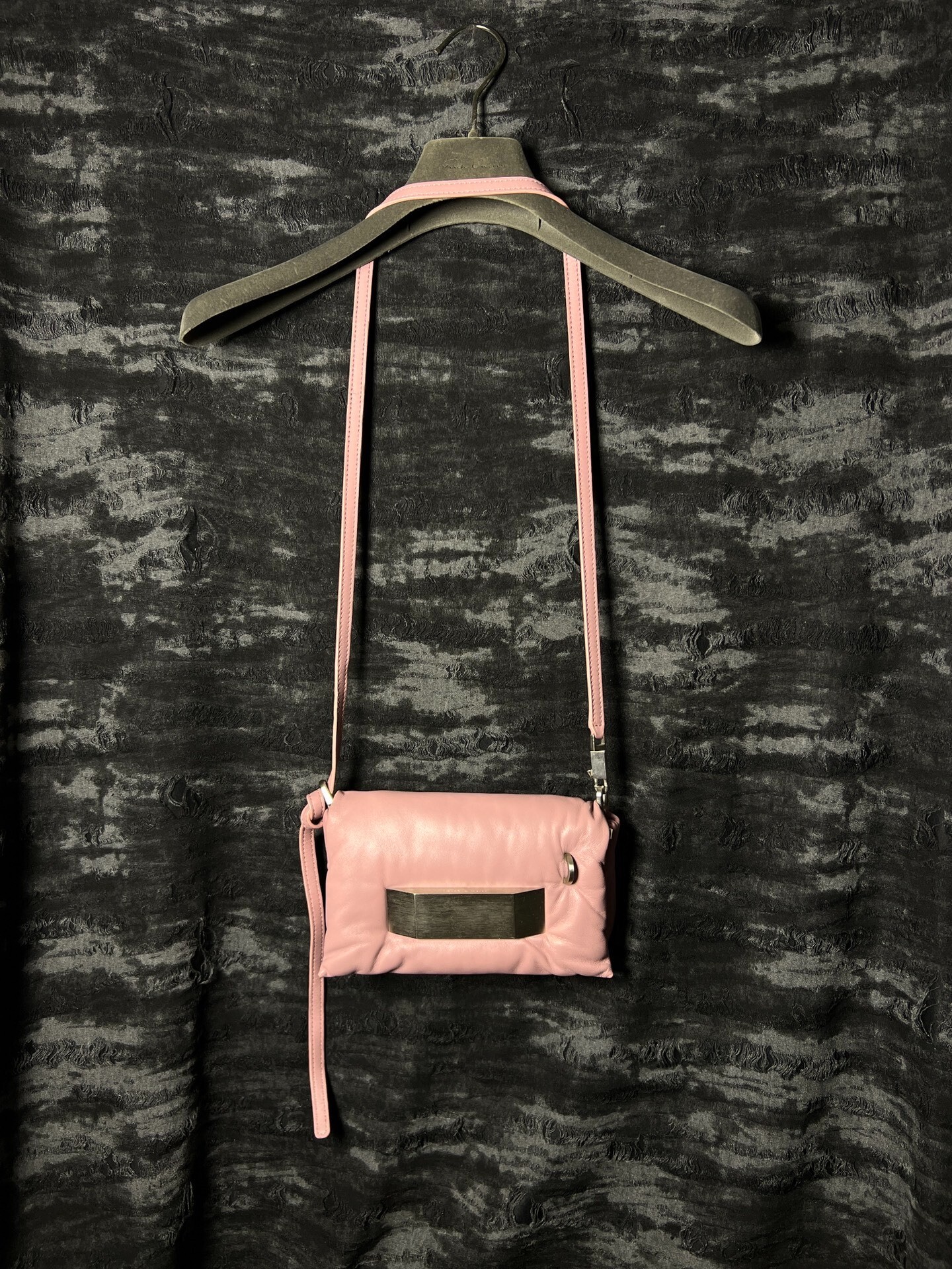Rick Owens Pink Sheepskin Pillow Crossbody Bag — front