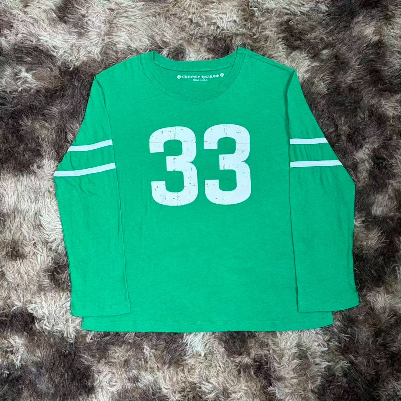 Chrome Hearts Green Distressed Long Sleeve T-Shirt