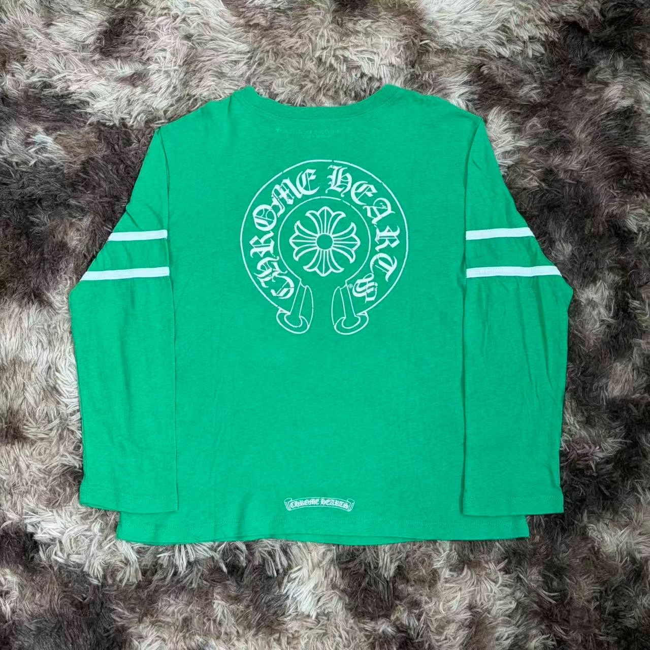Chrome Hearts Green Distressed Long Sleeve T-Shirt — front
