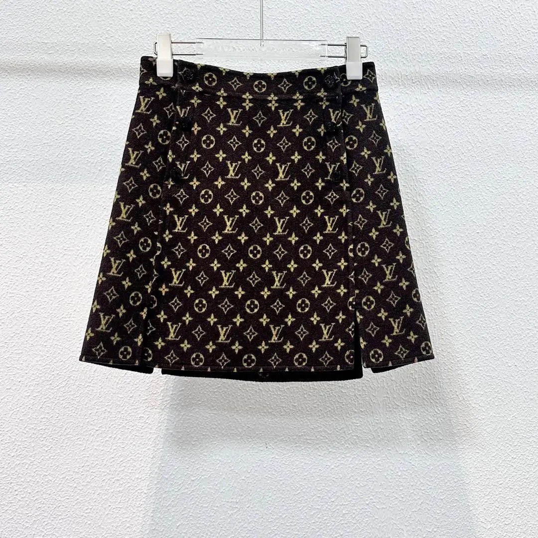Louis Vuitton Monogram Wool Wrap Skirt