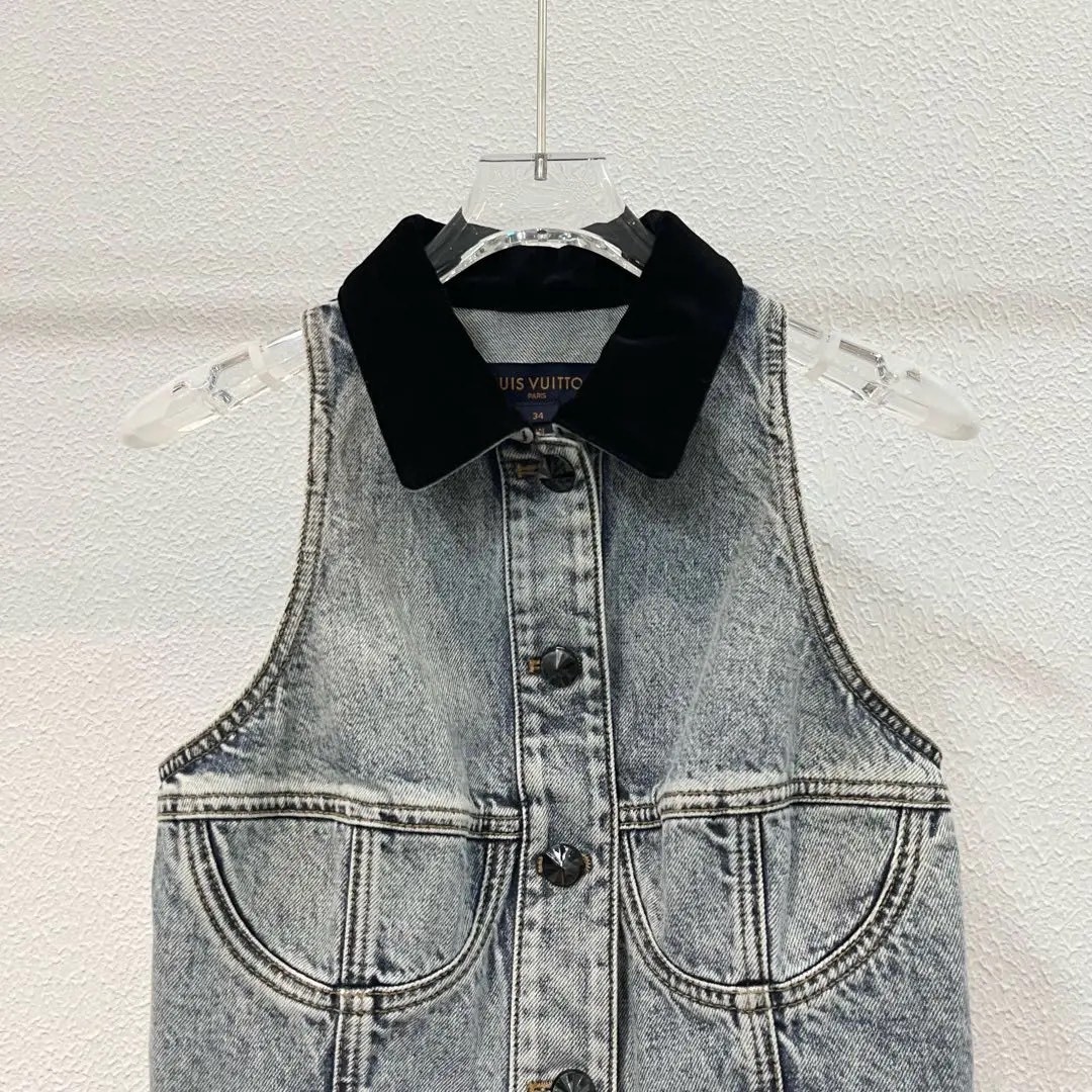 Louis Vuitton Cropped Denim Vest — front