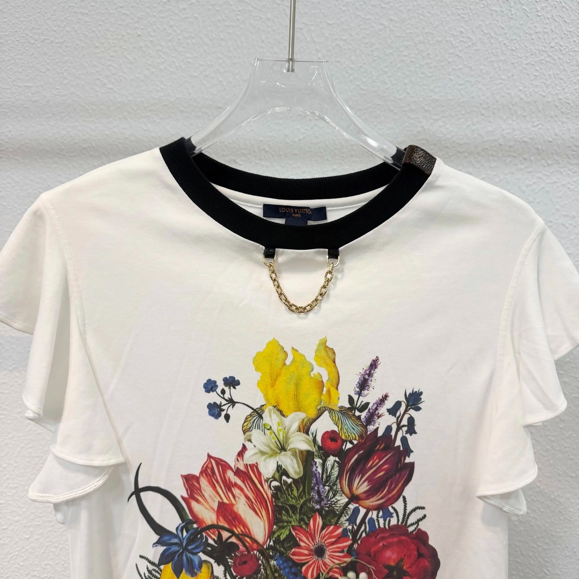 Louis Vuitton Floral Ruffled Short-Sleeve Tee — front