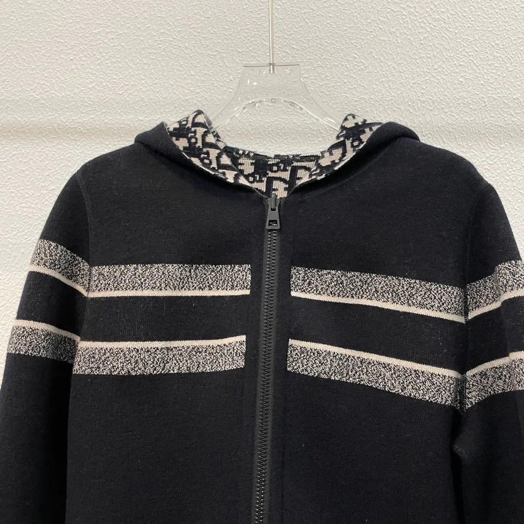 Dior Oblique Reversible Knit Hooded Jacket — front