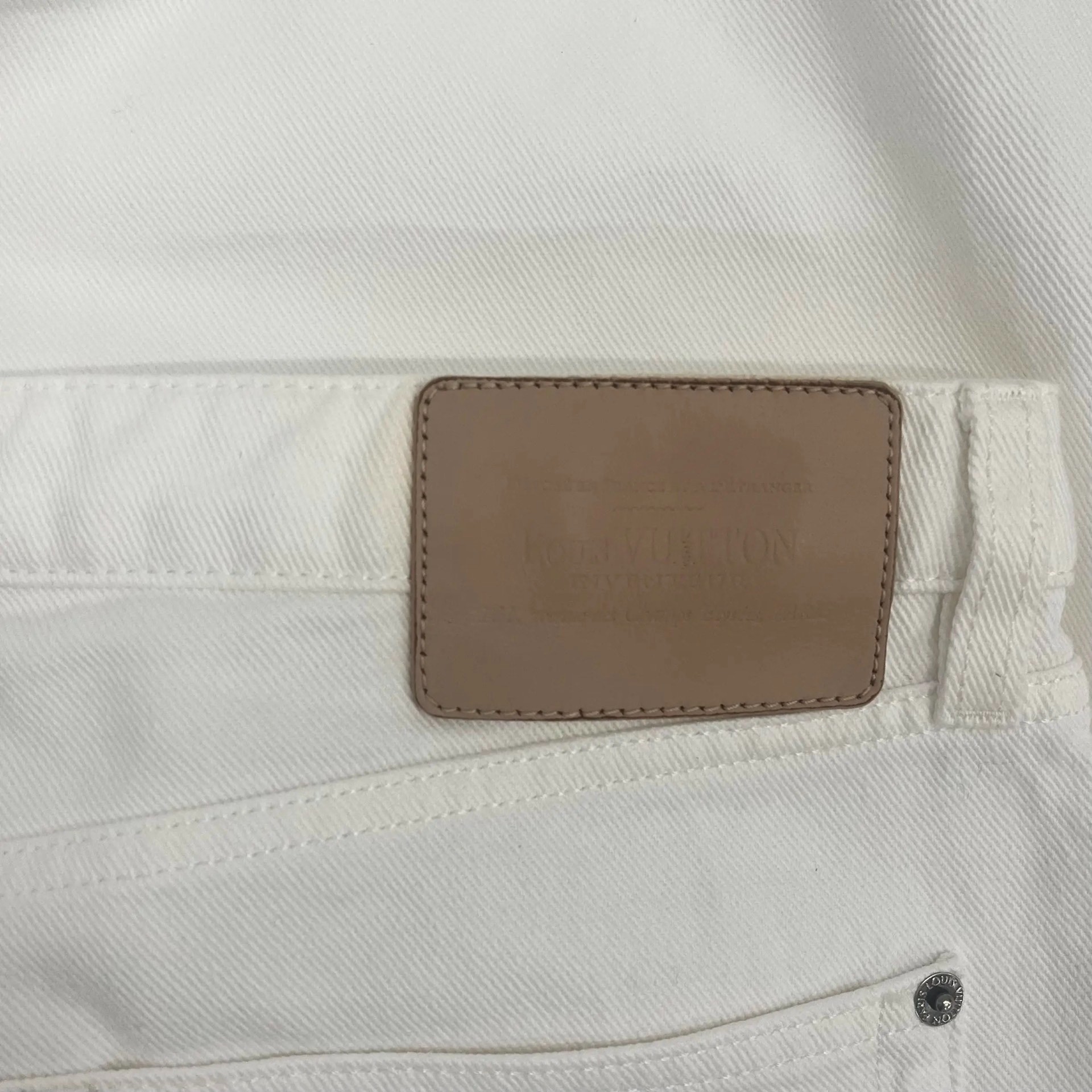 Louis Vuitton White Flared Wide-Leg Jeans — back
