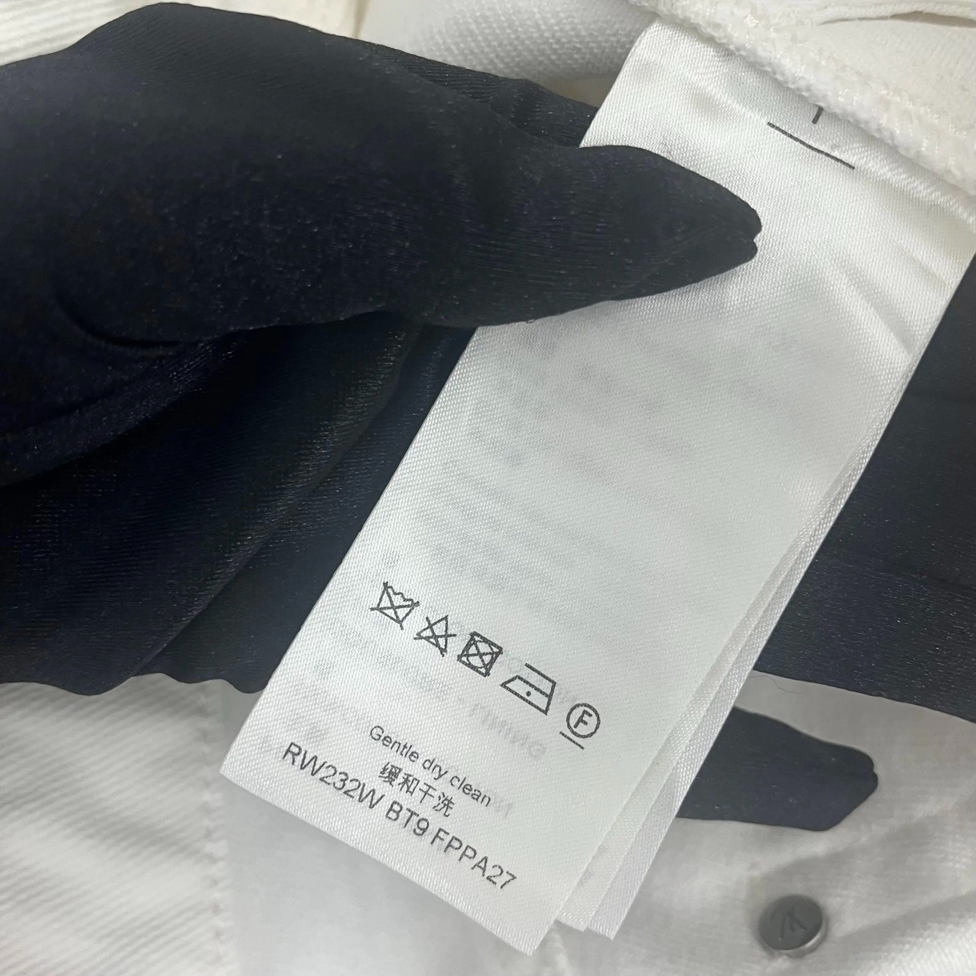 Louis Vuitton White Flared Wide-Leg Jeans — label