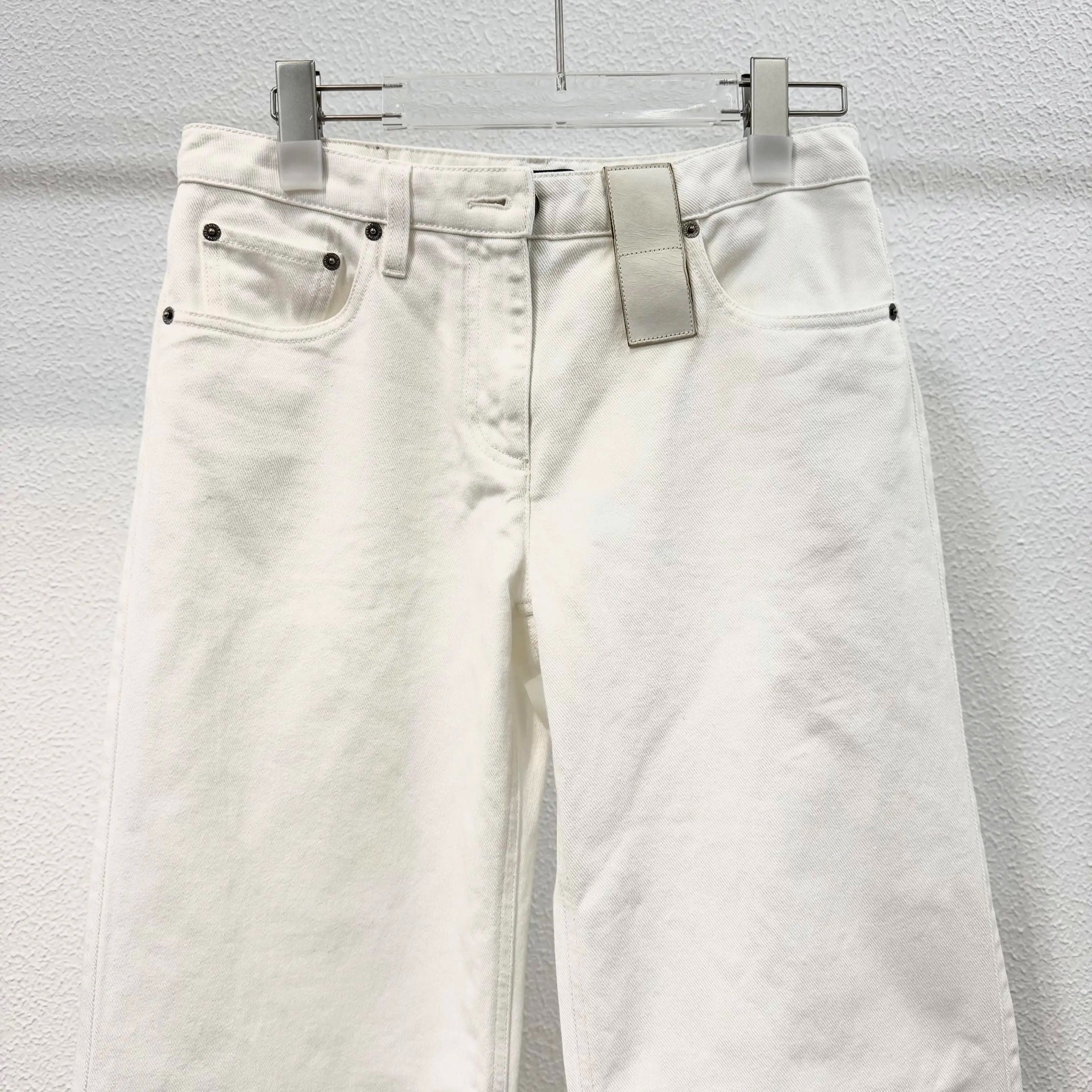 Louis Vuitton White Flared Wide-Leg Jeans — front