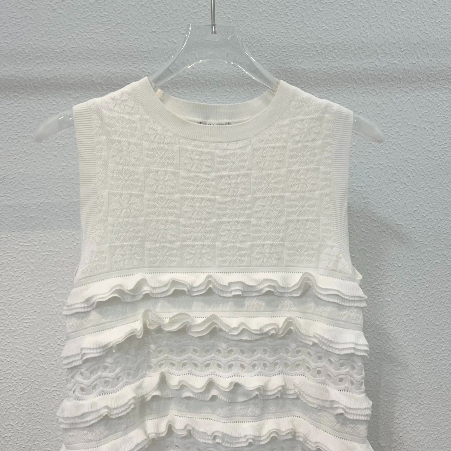 Chanel White Sleeveless Knit Dress — front
