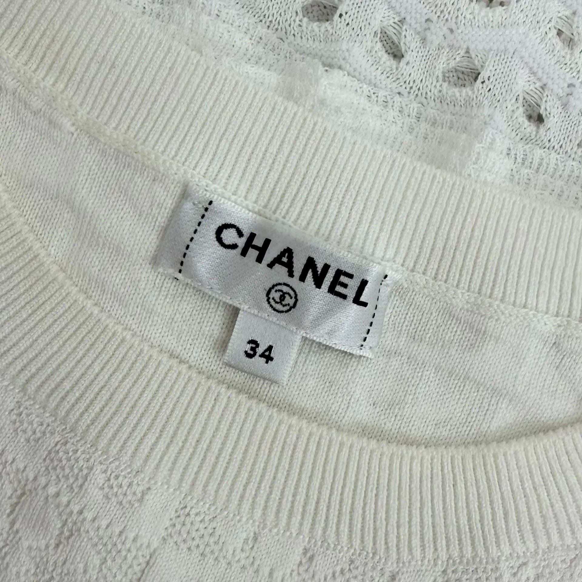 Chanel White Sleeveless Knit Dress — back