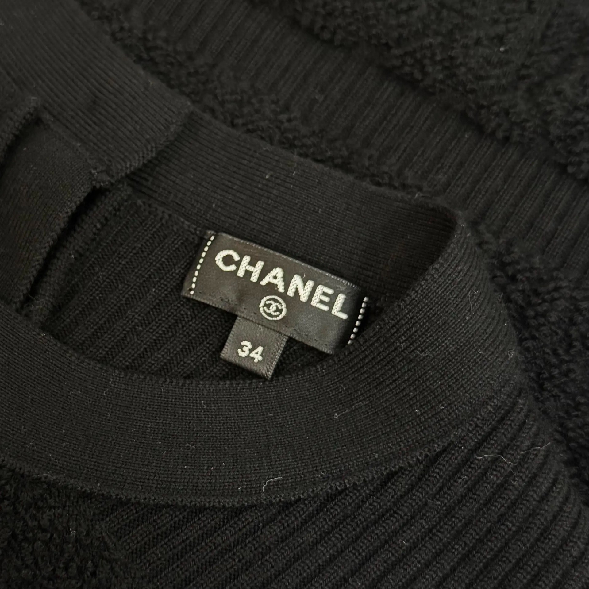 Chanel Black Short Sleeve Knit Dress — back
