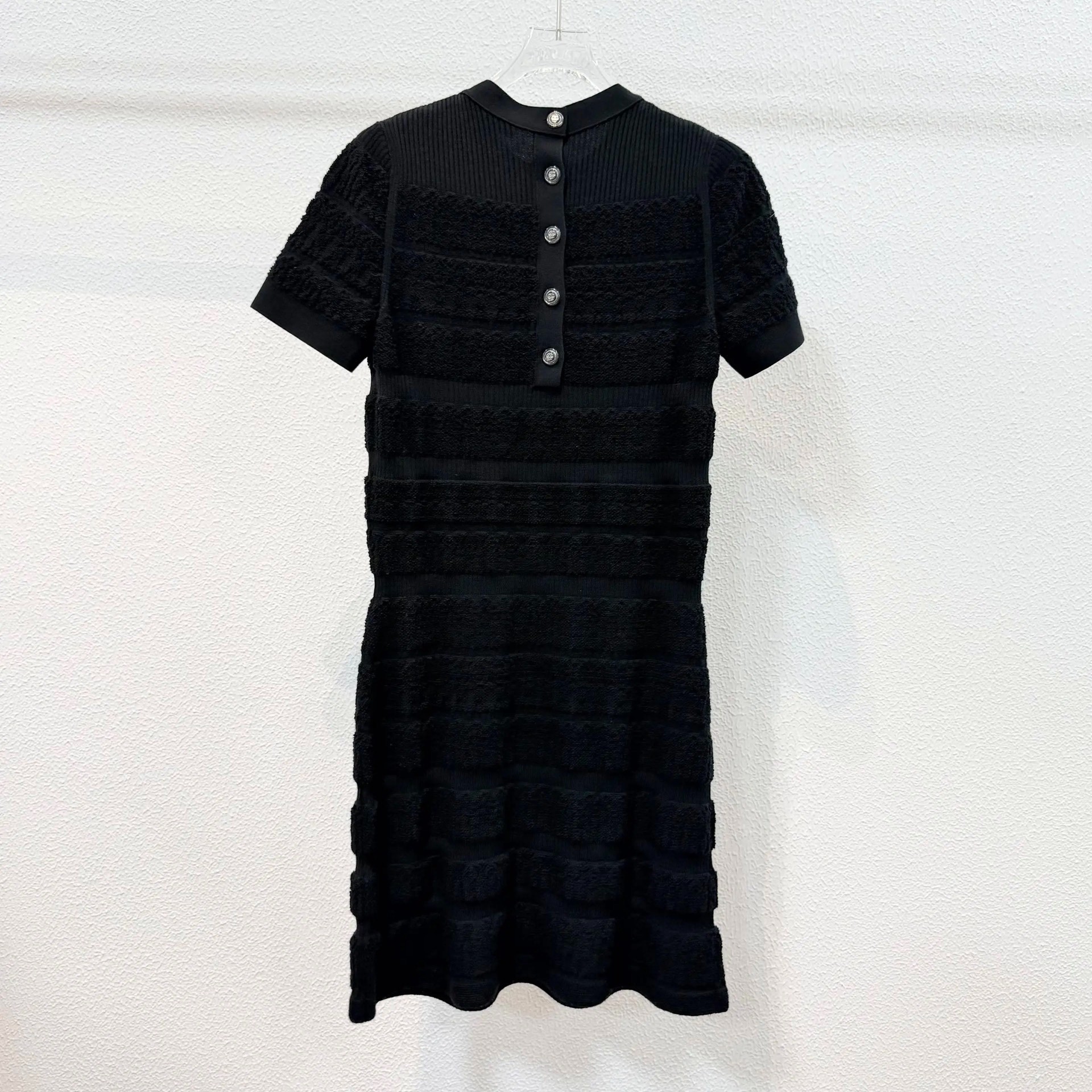 Chanel Black Short Sleeve Knit Dress — detail