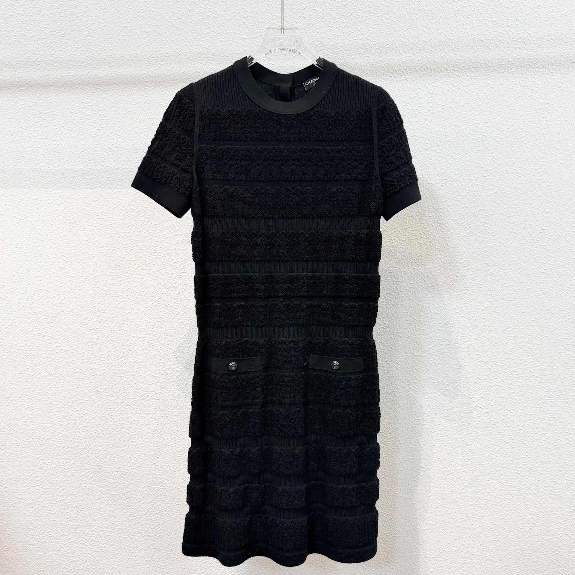 Chanel Black Short Sleeve Knit Dress